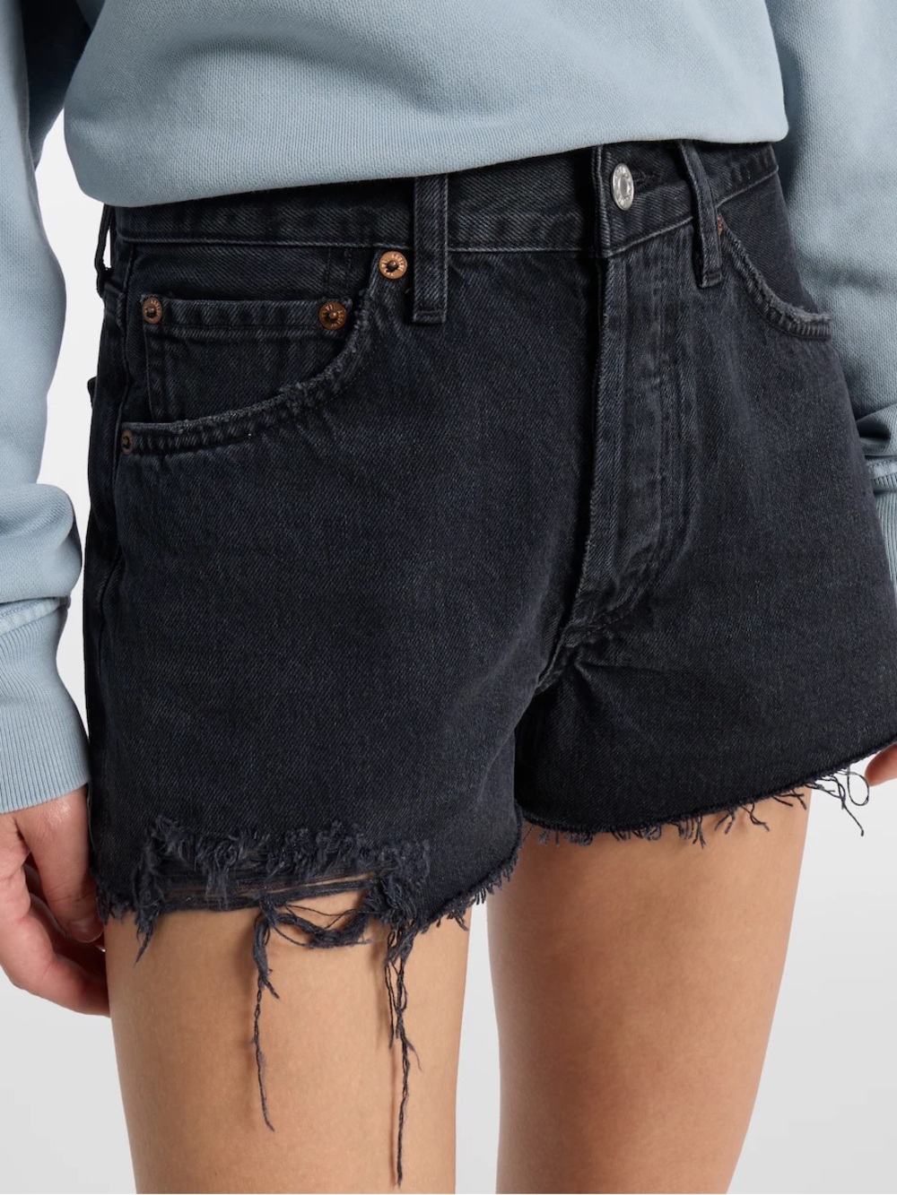 Agolde black denim shorts
